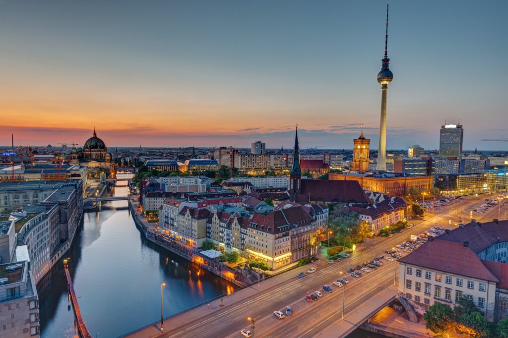 The heart of Berlin after sunset